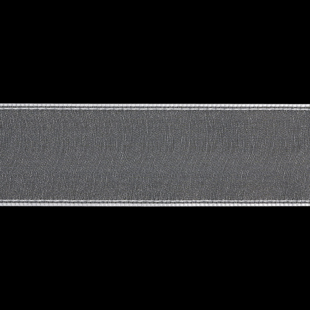Sheer Ribbon with White Stitched Border - 1.625