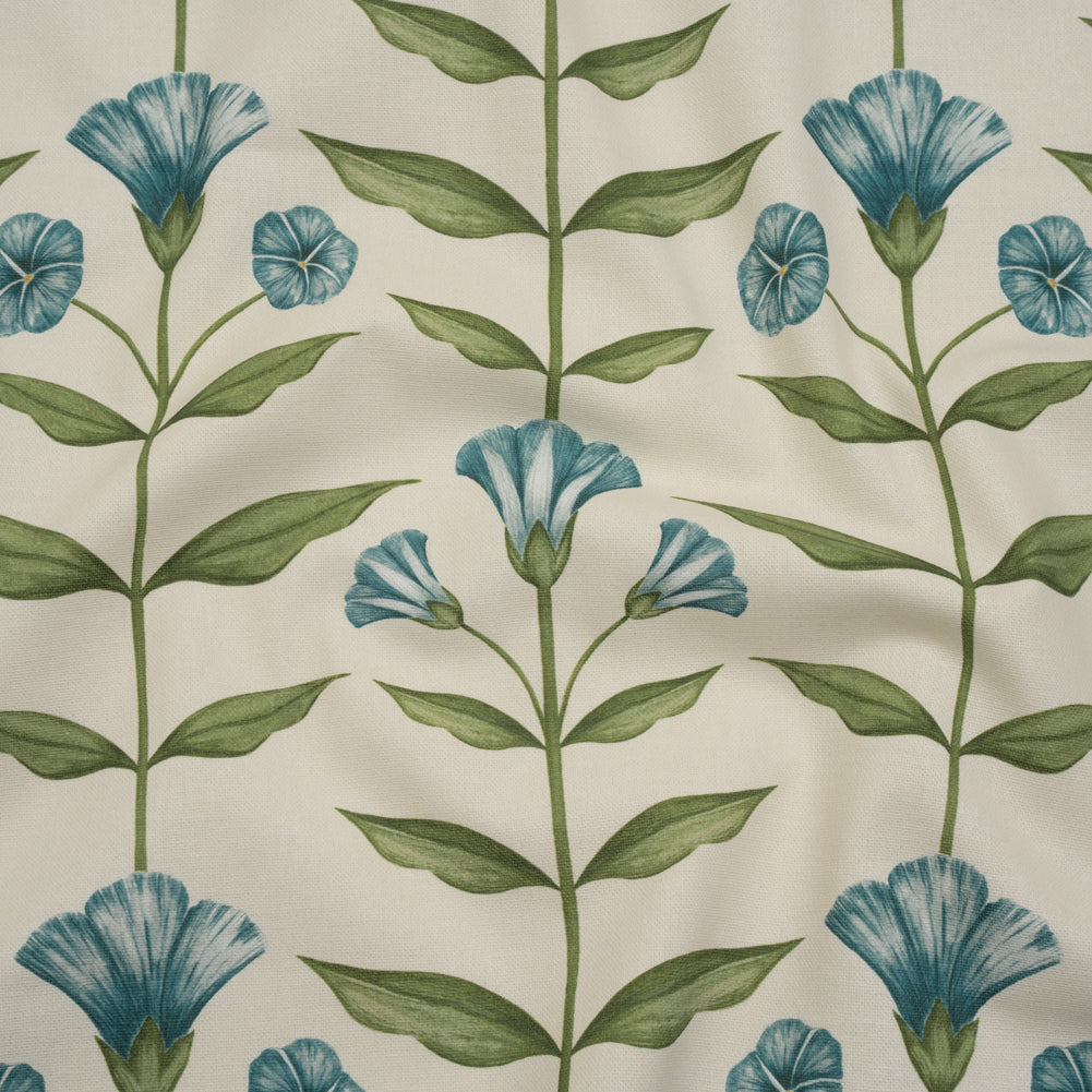 Printed Cotton Canvas - Kingfisher Balanced Flower Stems - British Imported - Joann Fabrics