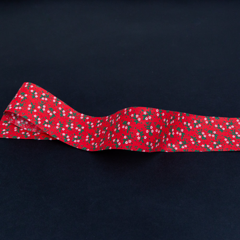 Red, Green and White Floral Christmas Ribbon - 1.875