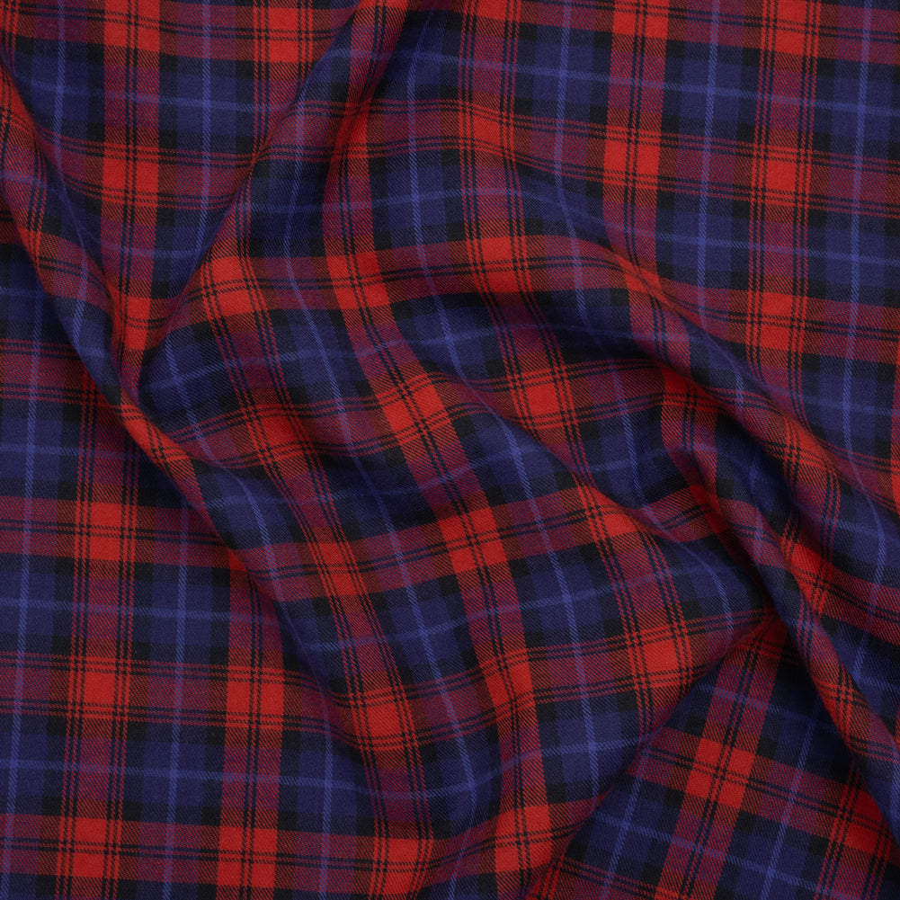 Brushed Cotton Twill Shirting - Red, Electric Blue and Black Plaid - Designer Deadstock - Joann Fabrics