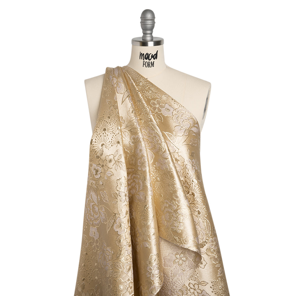 Metallic Brocade - Light Mauve, Pale Beige and Gold Flower Garden - Joann Fabrics