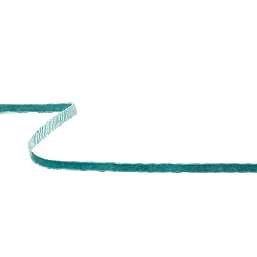 Teal Single Face Velvet Ribbon - 0.3125