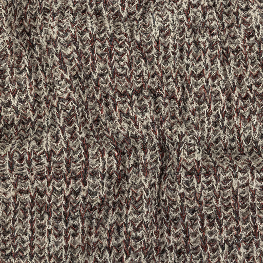 Oxblood Red, Charcoal, and White Alyssum Chunky Boucled Wool Knit - Joann Fabrics