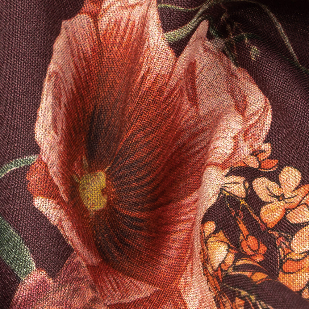 Cotton Voile - Deep Purple Floral - Baroque Bouquet Print - Mood Exclusive Wisteria Collection - Joann Fabrics