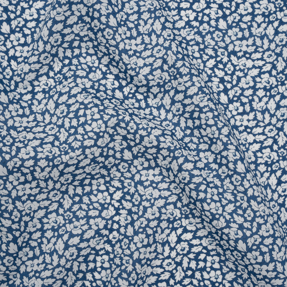 Liberty Fabrics Tana Lawn® - Feather Meadow Blue - Classic Blue and White Flowers and Leaves - Joann Fabrics