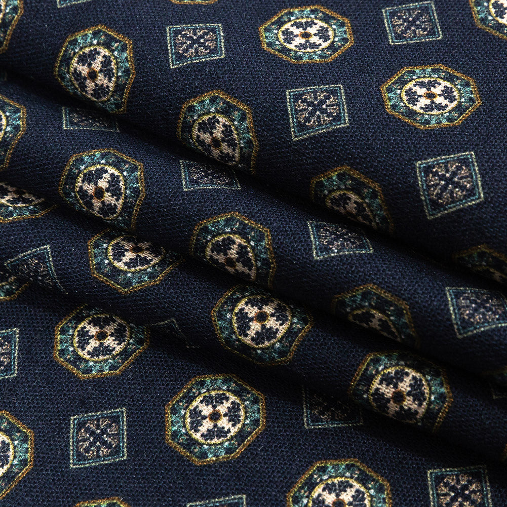 Linen and Rayon Woven - Navy Little Medallions - Motley Mosaic Print - Mood Exclusive Tumunyana Collection - Joann Fabrics