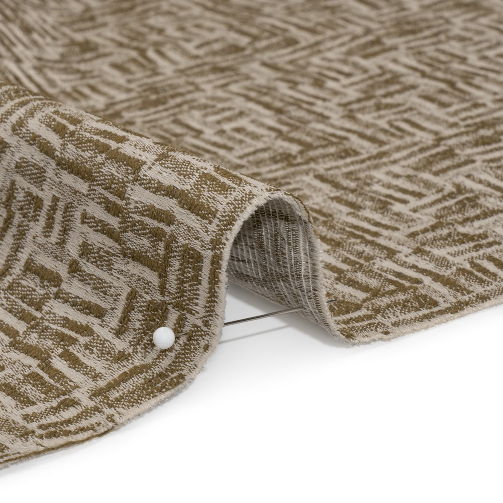 Recycled Polyester and Cotton Drapery Jacquard - Brass Little Lines - British Imported - Joann Fabrics