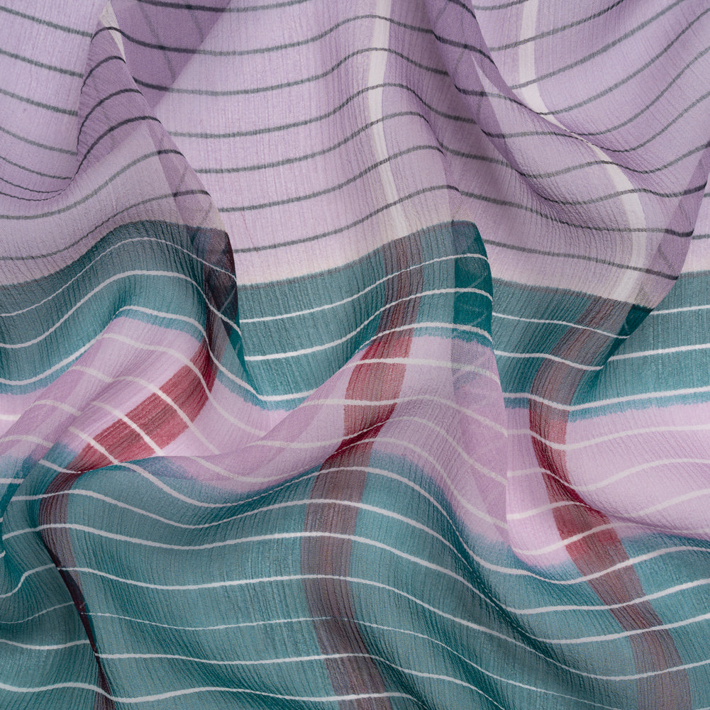 Teal, Lavender and Burgundy Stripes and Rectangles Crinkled Chiffon Panel - Joann Fabrics