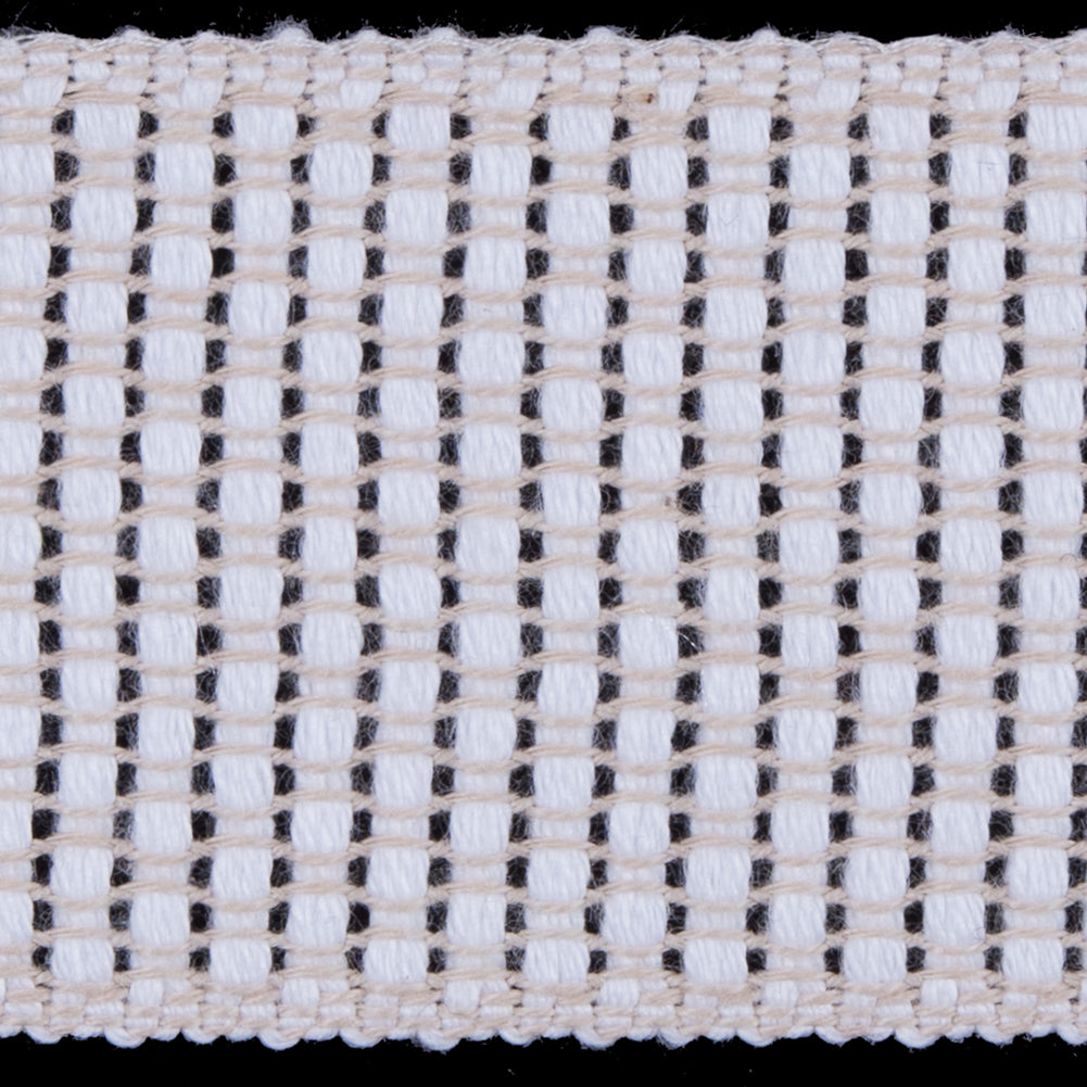 Beige and White Woven Trim - 1.5