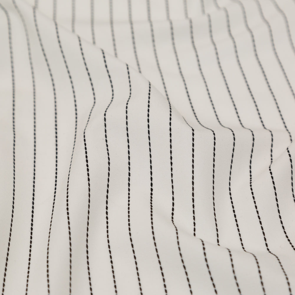 Italian White and Black Broken Chalk Stripe Stretch Woven - Joann Fabrics