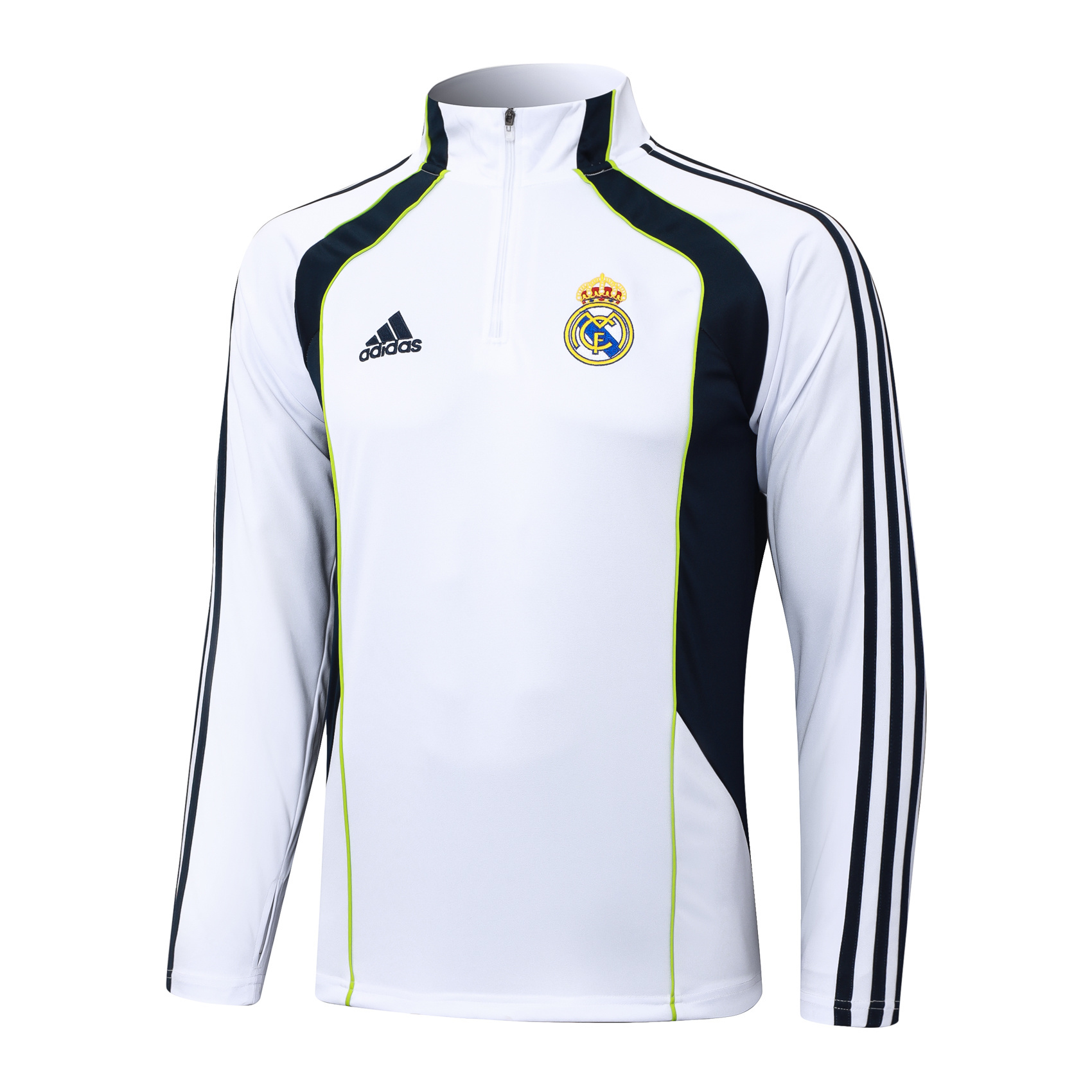 2025-2026 Real Madrid Retro White Half-Pull Training Suit Football Shirt 1:1 Thai Quality Set 01