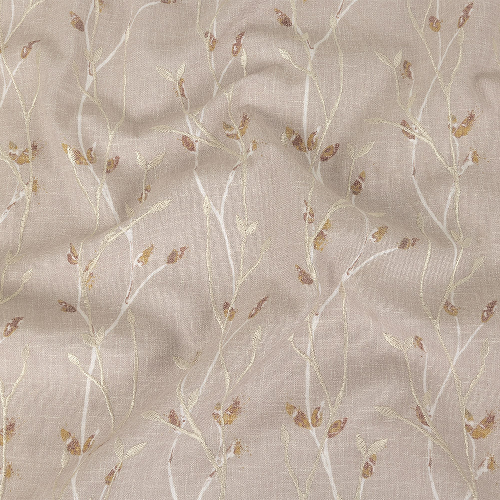 Printed and Embroidered Drapery Woven - Dusky Pink Branches - British Imported - Joann Fabrics