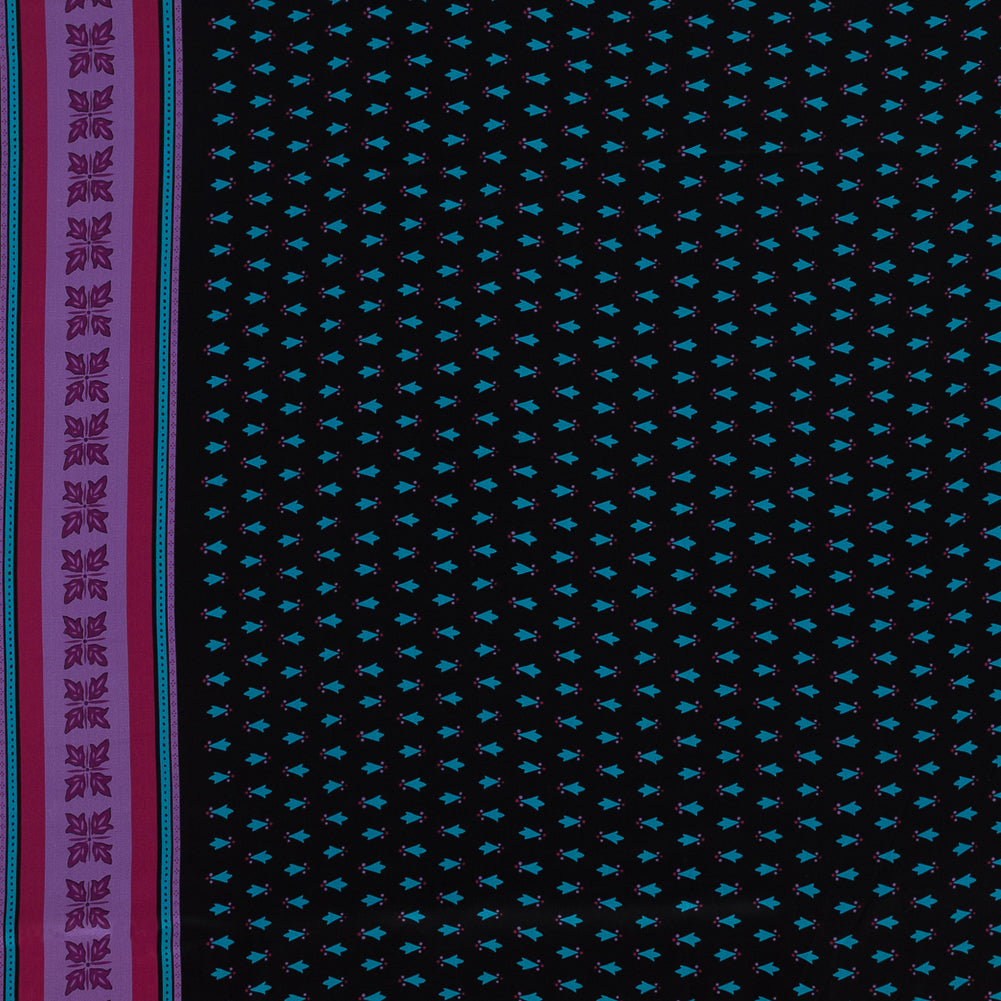 Famous NYC Designer Pink, Teal and Purple Printed Crepe de Chine Silk Panel - Joann Fabrics