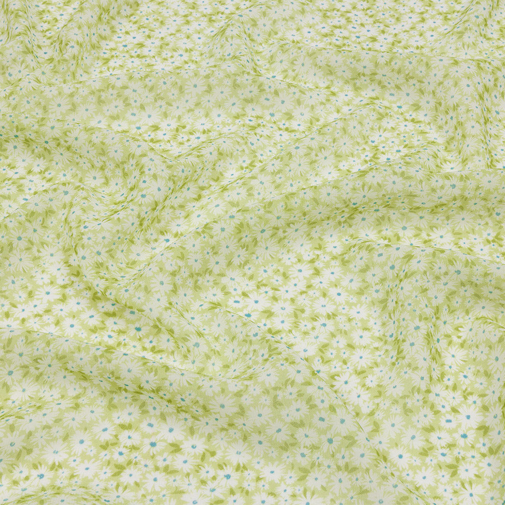 Viscose Georgette - Lime Green and White Floral - Sunday in the Park Print - Mood Exclusive Secret Garden Collection - Joann Fabrics