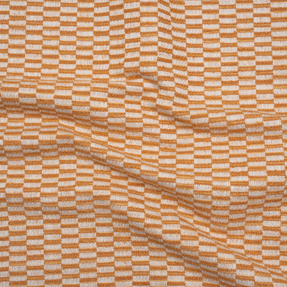Textured Polyester and Cotton Woven - Tangerine Rectangle Checks - British Imported - Joann Fabrics