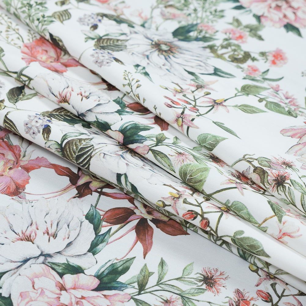 Cotton Poplin - Pink and Green Floral - Les Fleurs de L'amour Print - Mood Exclusive Jacques Collection - Joann Fabrics