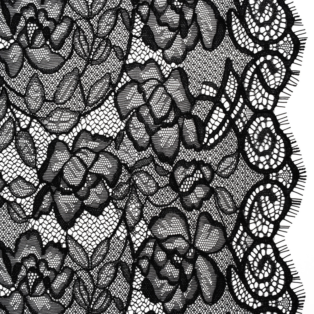 Corded Lace with Finished Edge - Black Sweeping Roses - Joann Fabrics