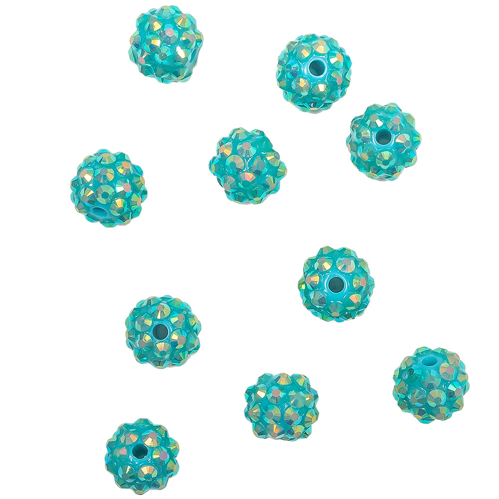 Turquoise AB Rhinestone and Resin Faceted 12mm Beads - 10pc - Joann Fabrics
