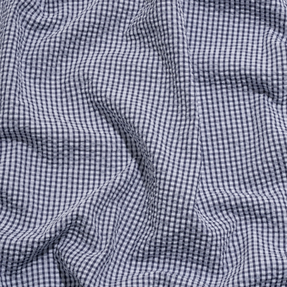 Polyester and Cotton Seersucker - Dark Blue and White Checks - Wylie Collection - Joann Fabrics
