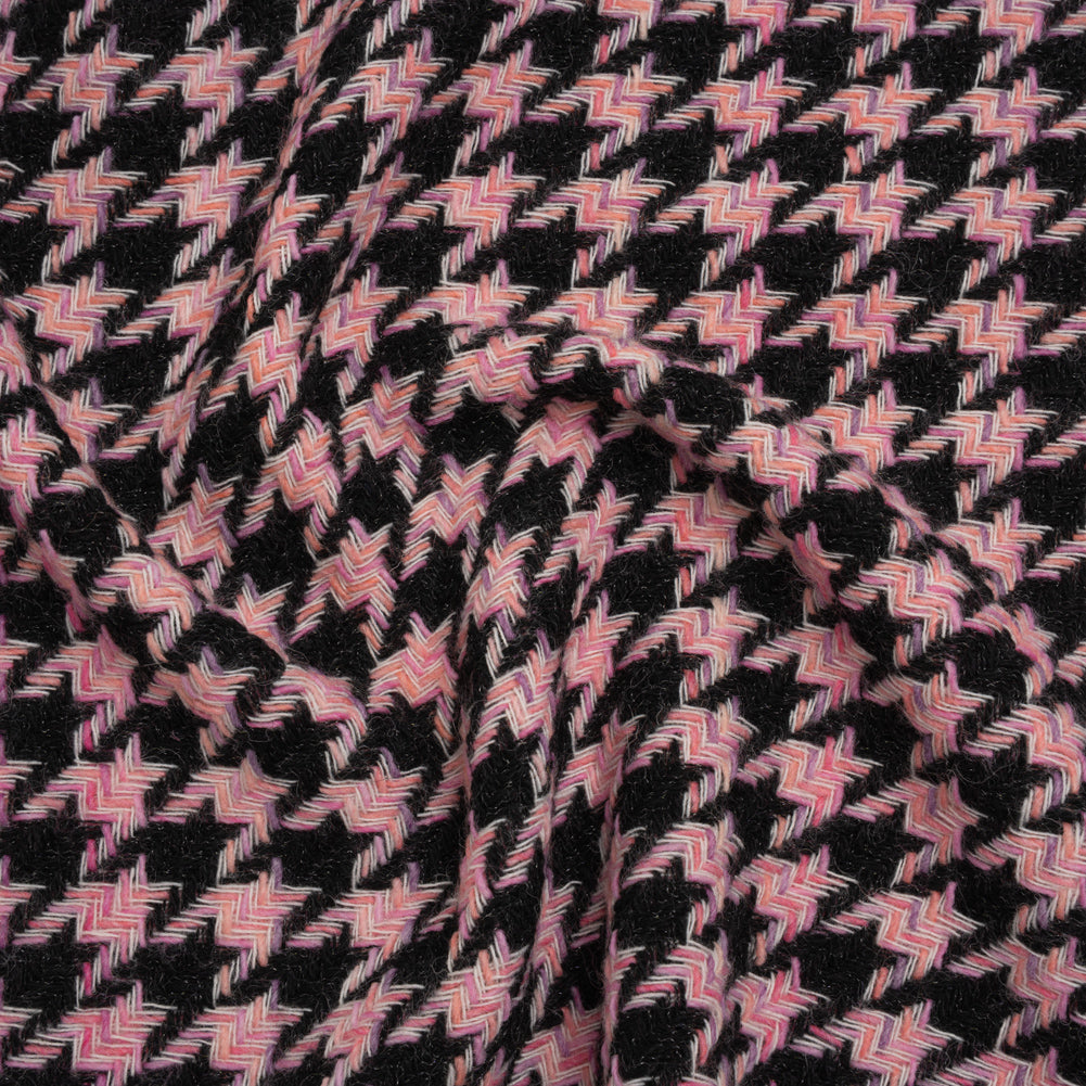 Wool Blend Tweed Twill Made in Italy - Brown, Pink and Creamsicle Houndstooth - Joann Fabrics