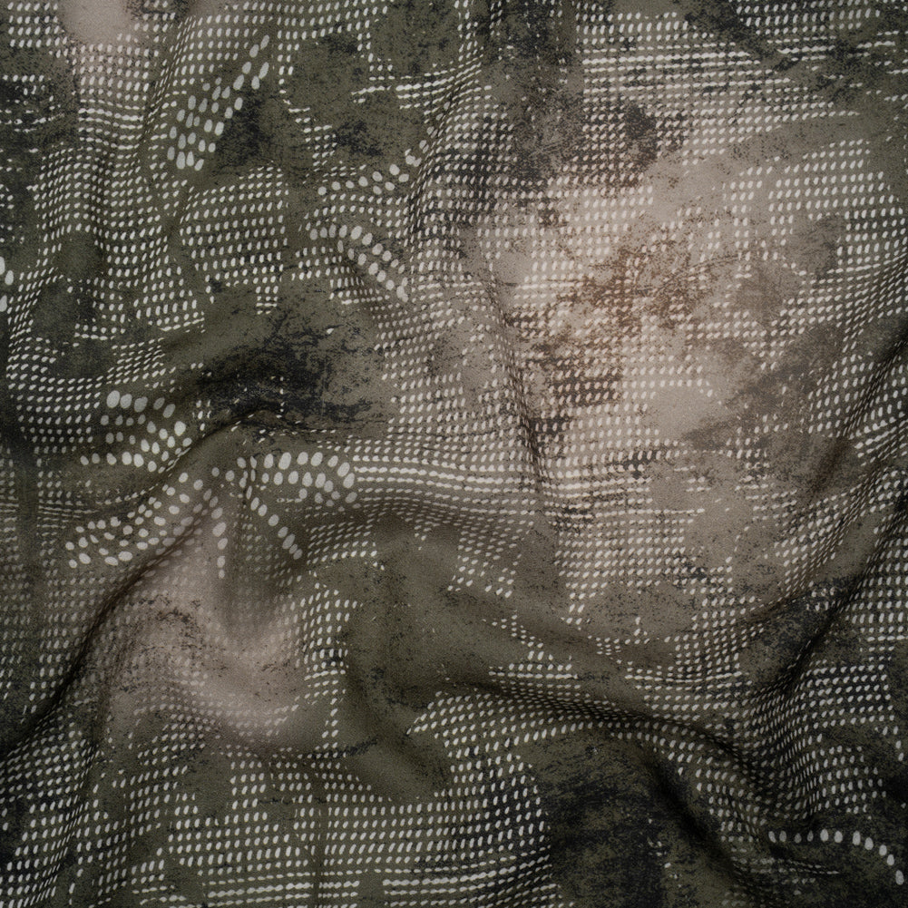 Cotton Crepe - Dark Green and Gray Floral Mesh - Mood Exclusive Dewdrop Dance Print - Joann Fabrics