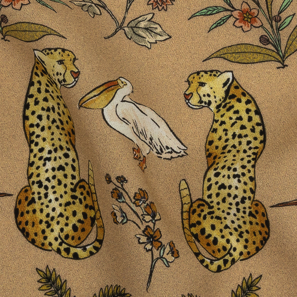 Viscose Twill Print - Beige Animals and Flowers - Mood Exclusive Wild Thing - Joann Fabrics