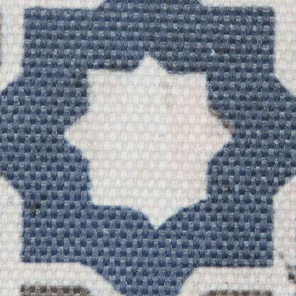 Denim/Green Geometric Floral Outdoor Canvas - Joann Fabrics