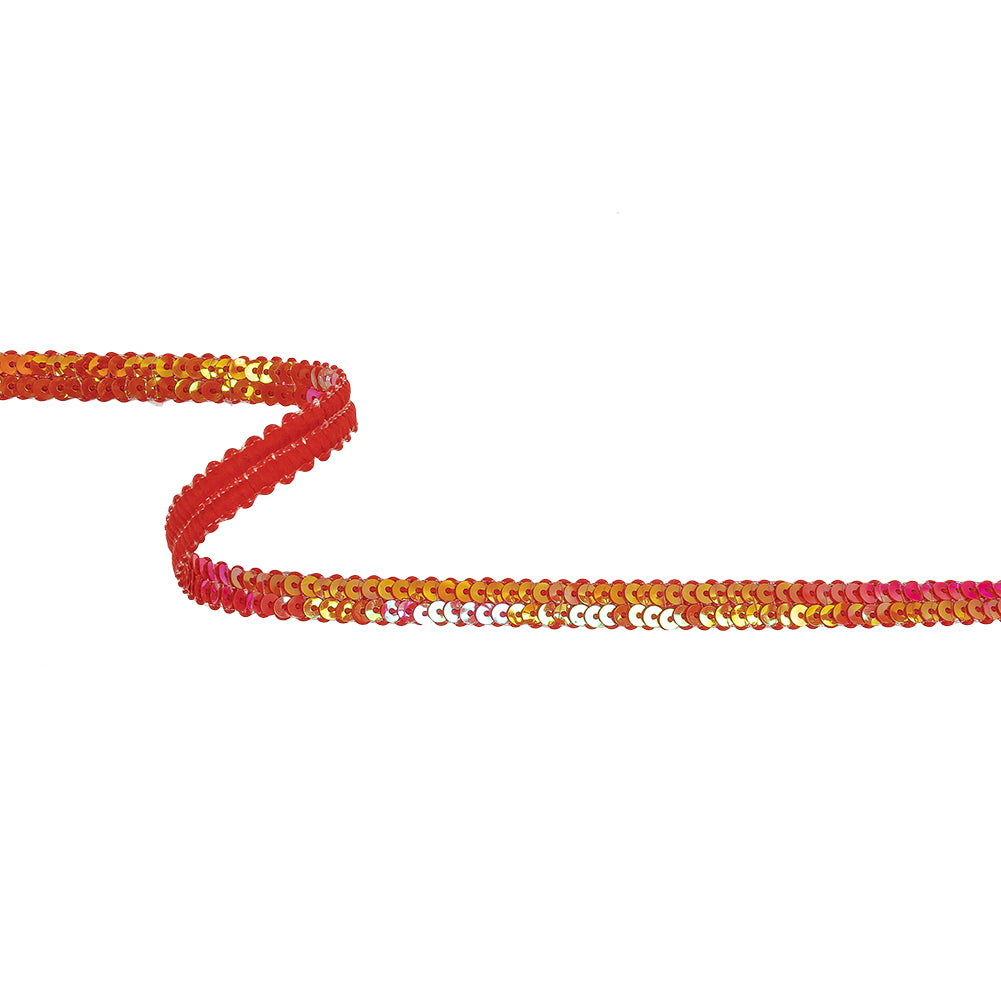 Metallic Iridescent Red Two Row Baby Sequins Trim - 0.375