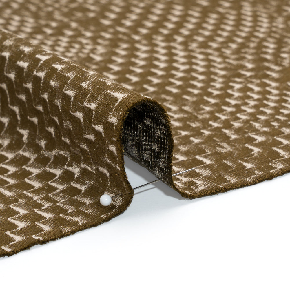 Stairstep Zig Zags Recycled Polyester and Cotton Drapery Jacquard - Brass - British Imported - Joann Fabrics