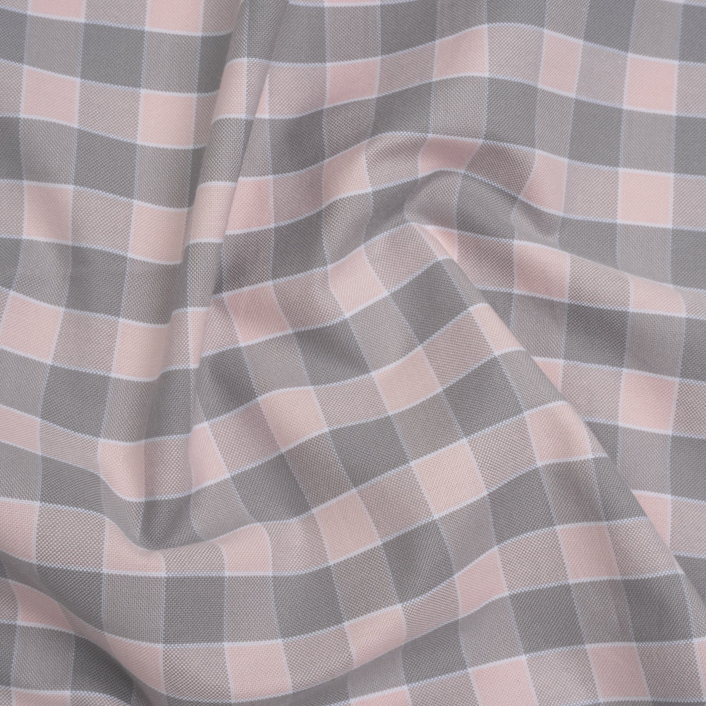 Cotton Oxford Shirting - Pale Pink and Gray Checks - Deadstock - Joann Fabrics