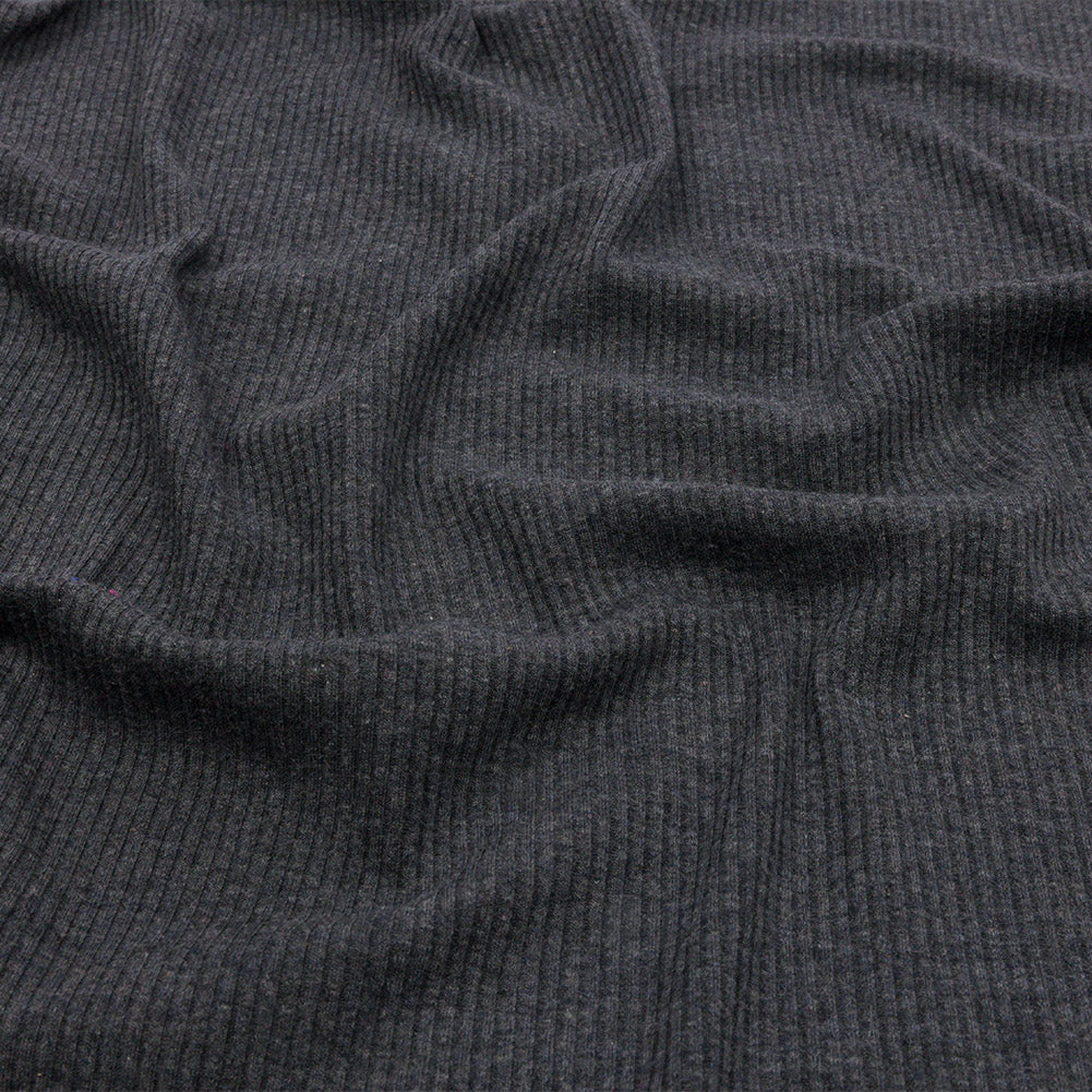 Dark Heathered Gray Stretch Cotton and Modal 2x2 Rib Knit - Joann Fabrics
