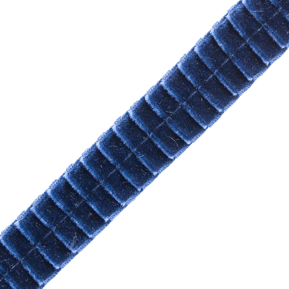 Italian Navy Velvet Knife Pleated Trimming 0.875