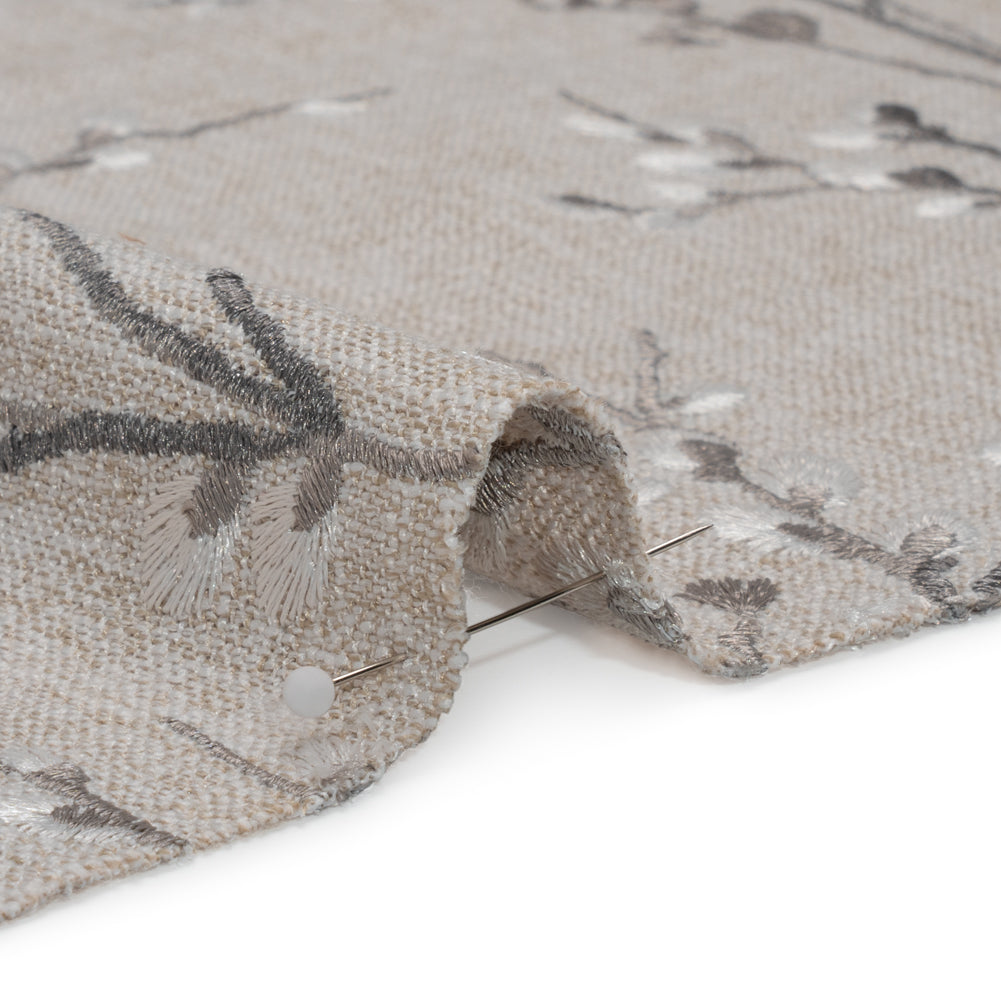 Embroidered Drapery Woven - Steel Prairie Willow - British Imported - Joann Fabrics