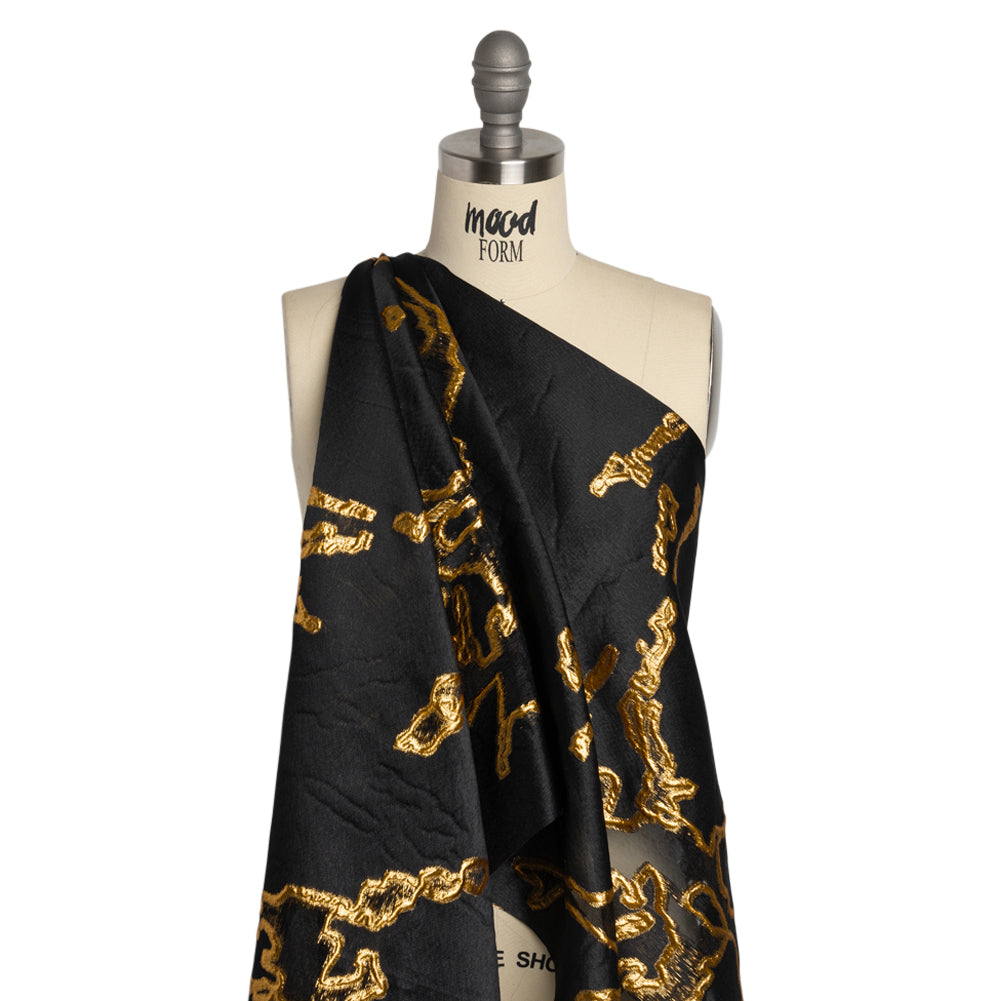 Metallic Gold and Black Abstract Embers Luxury Burnout Brocade - Joann Fabrics