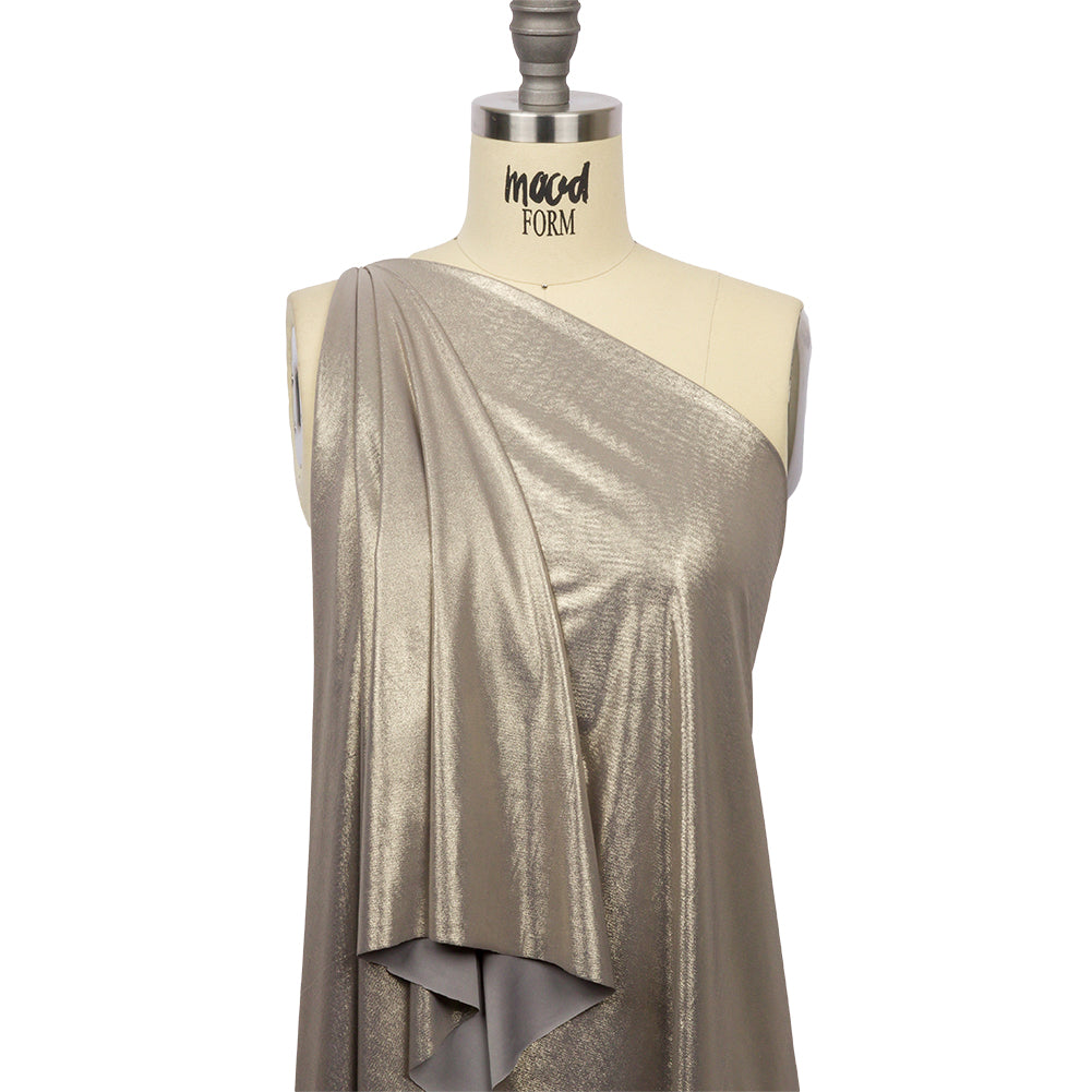 Polyester Interlock Knit with Gold Foiling - Gray - Oriana Collection - Joann Fabrics