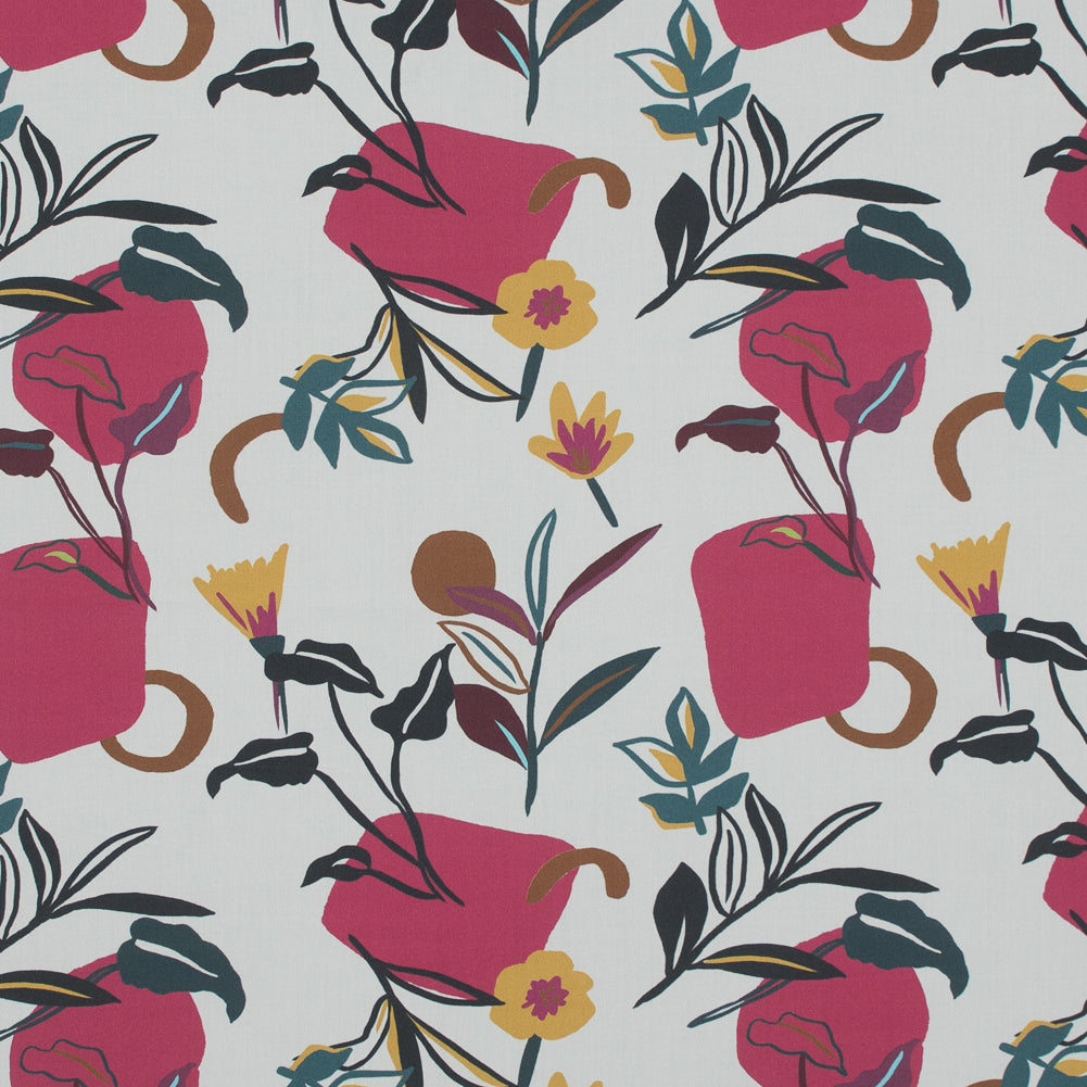 Cotton Poplin - Pink Sorbet Shapes and Flowers - Midnight Swing Print - Mood Exclusive Avenable Collection - Joann Fabrics