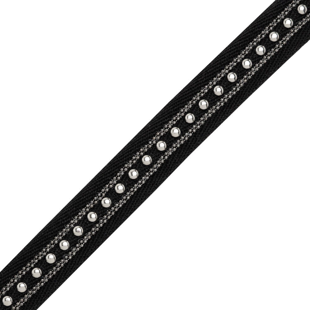 Yaya Han Twill Tape with Studs and Chains - Gothic Silver and Black, 0.75