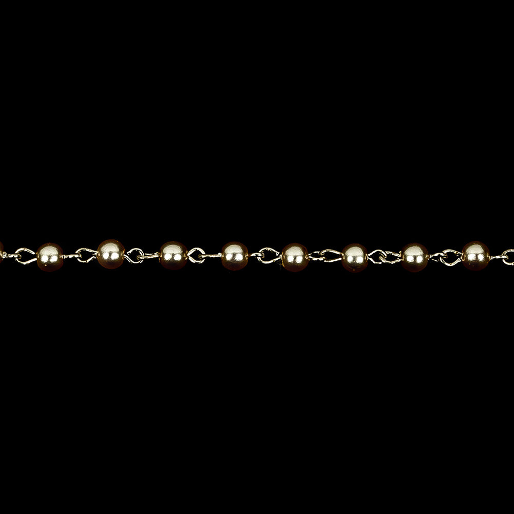 Vintage Czech Pearl Beads and Silver Metal Link Chain - 0.1875