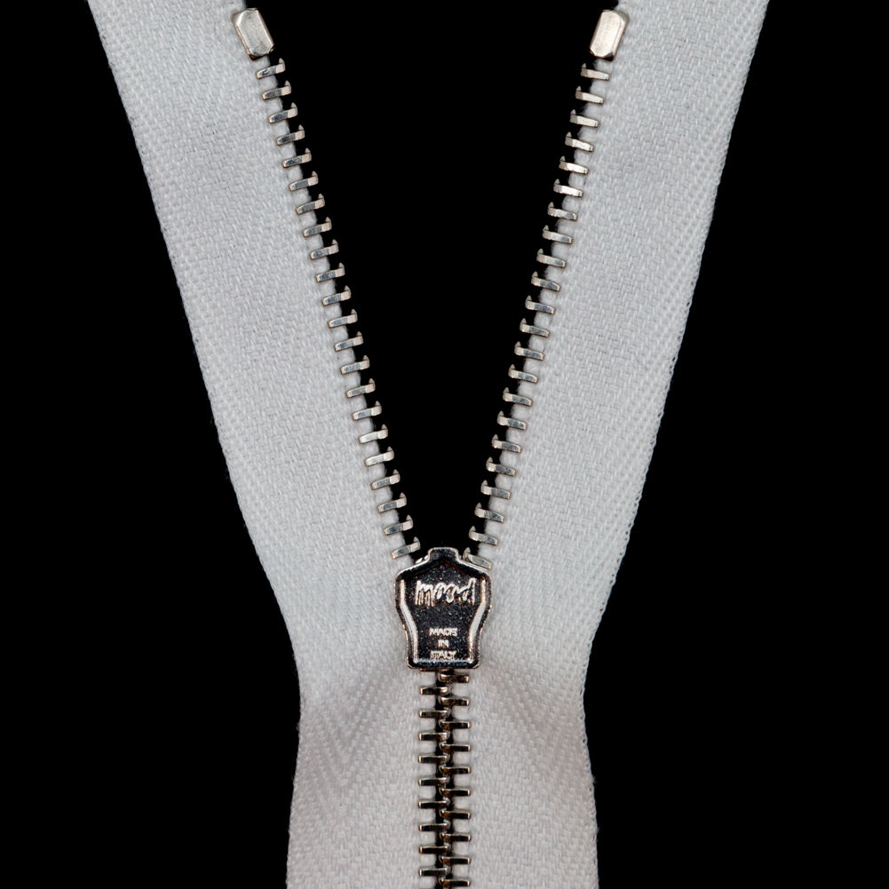 Mood Exclusive Italian Off-White and Silver T3 Closed End Metal Zipper - 9