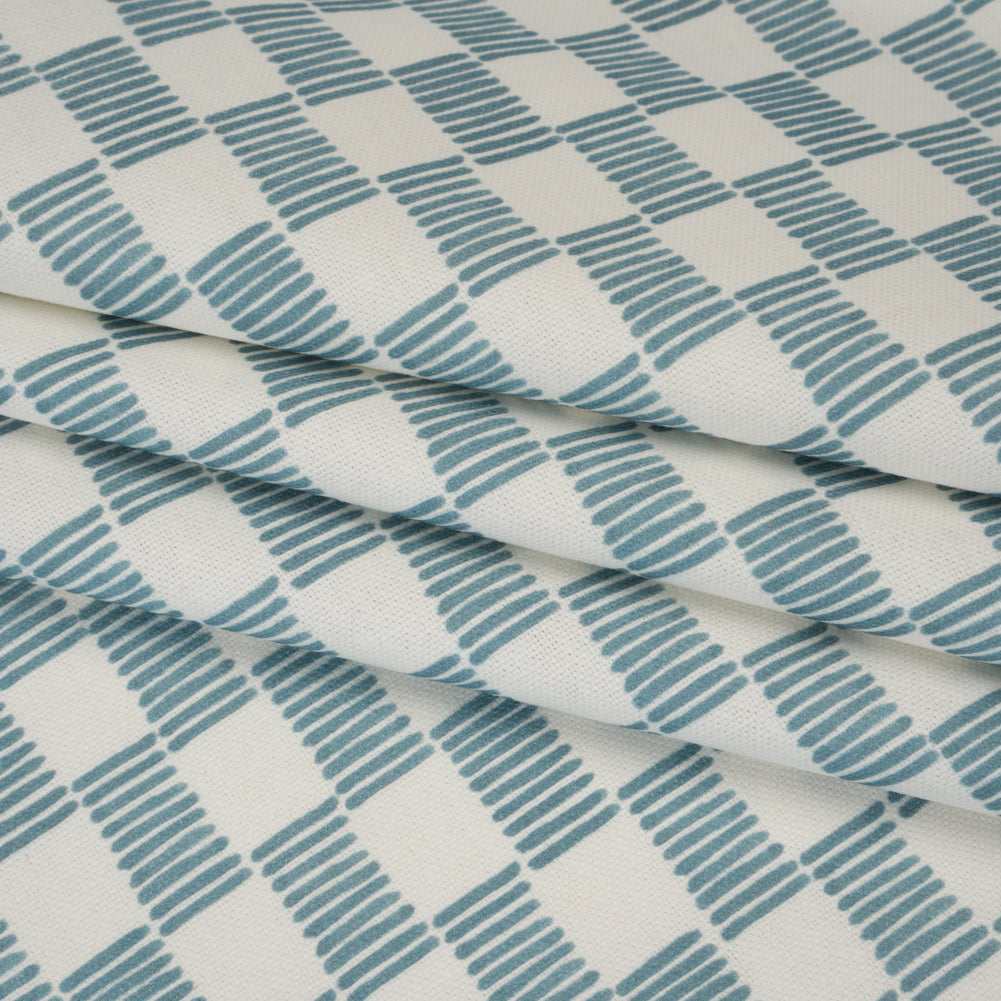 Brushed Cotton and Linen Canvas Print - Marine Painterly Striped Check - British Imported - Joann Fabrics