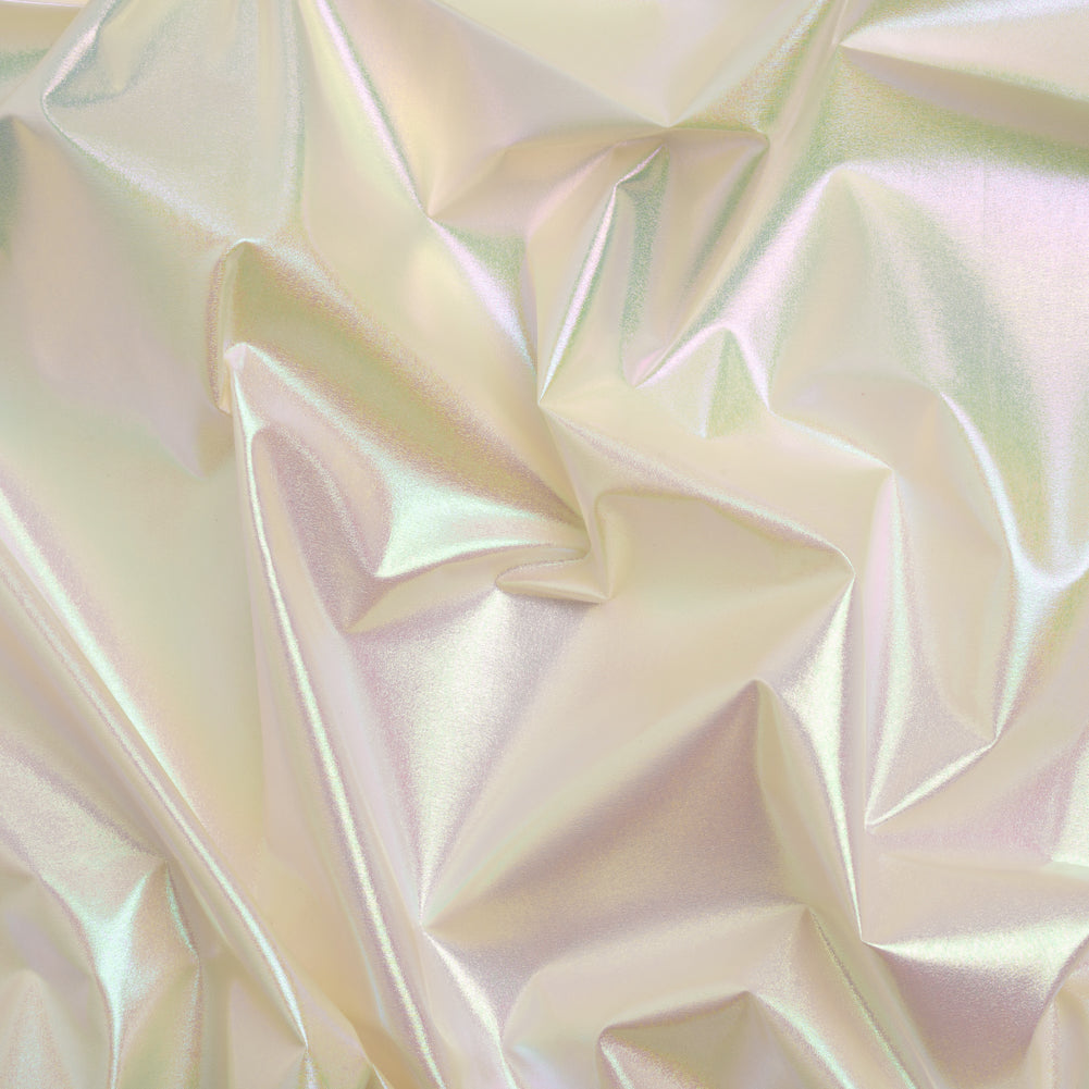 Metallic Lame Jacketing - Pastel Rainbow Ombre Stripe on Ivory - Inez Collection - Joann Fabrics
