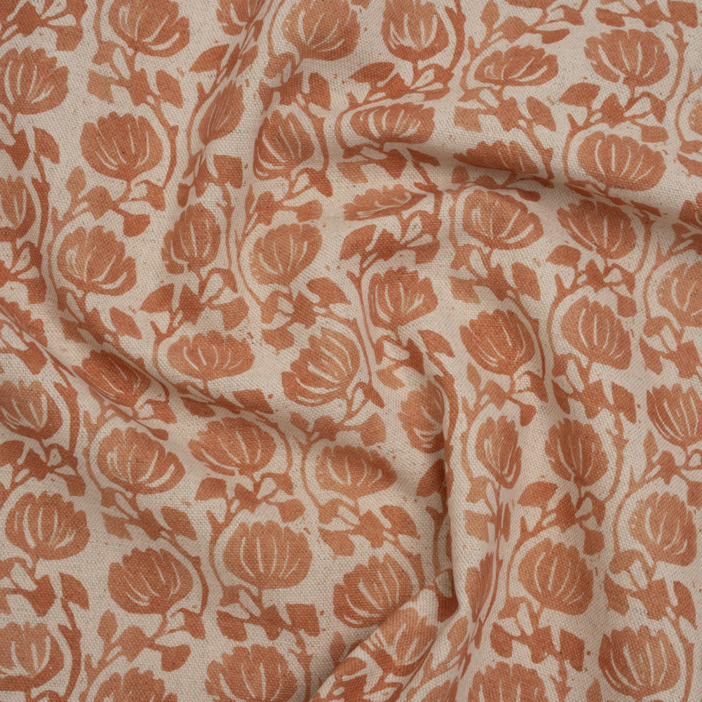 Cotton and Linen Canvas Print - Ginger Block Print Florals - British Imported - Joann Fabrics