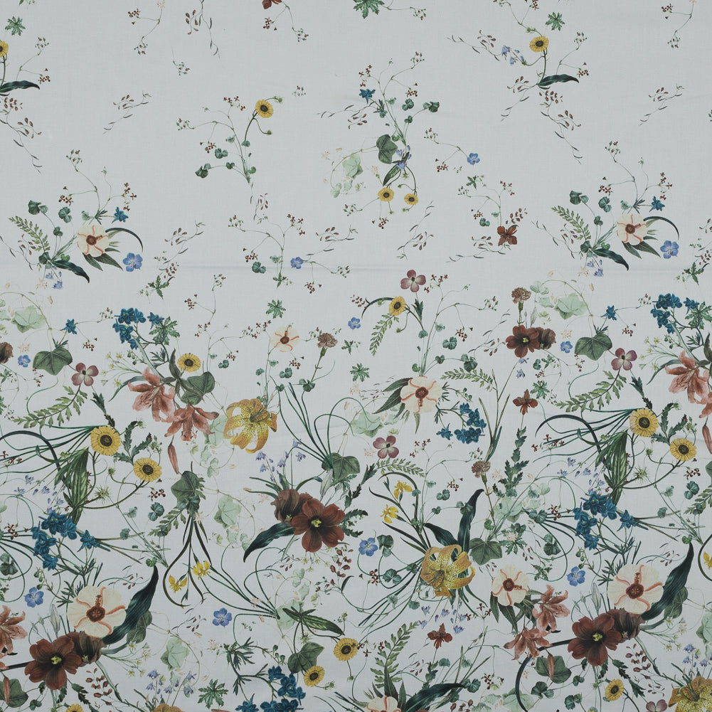 Stretch Cotton Sateen - White Floral - Persephone's Bouquet Print - Mood Exclusive Gaia Collection - Joann Fabrics