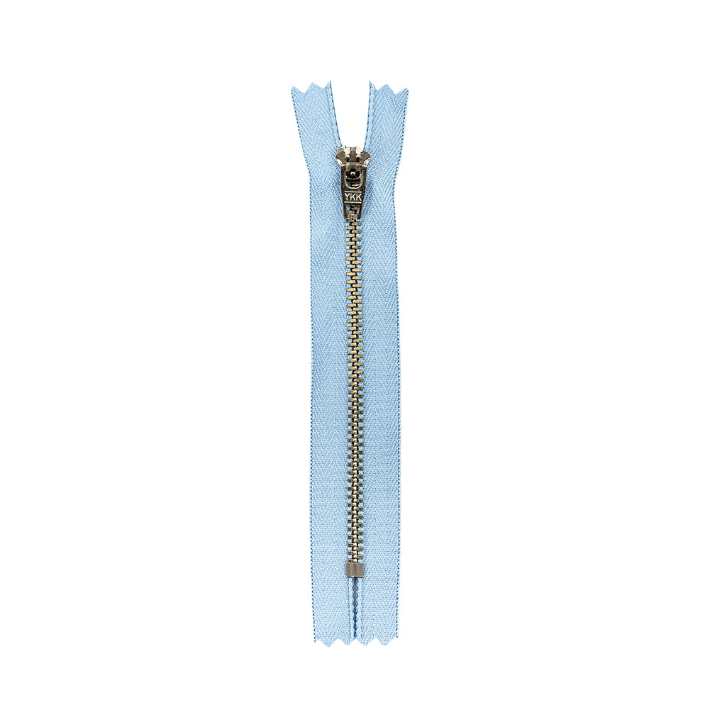 YKK Blue Metal Closed Bottom Zipper with Silver Teeth - 5