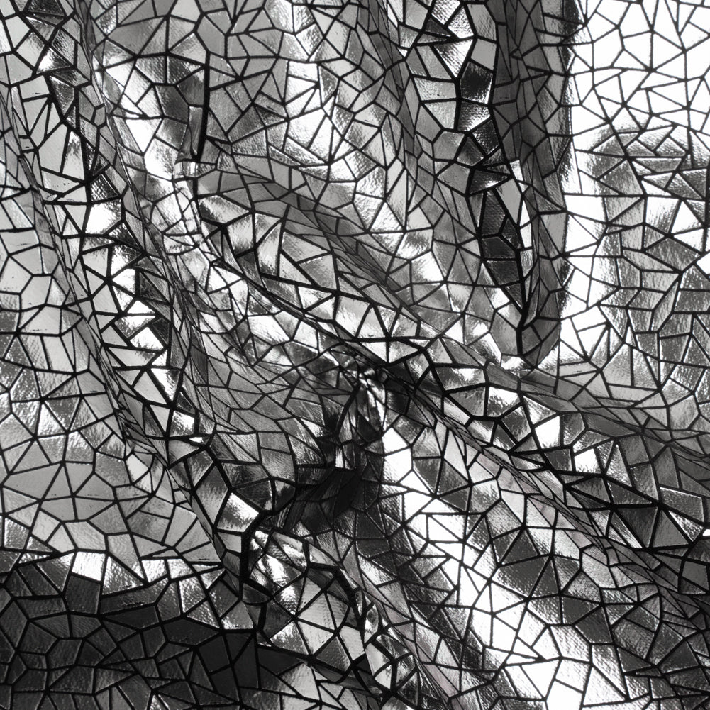 Silver Geometric Crackle Metallic Foiled Chenille - Joann Fabrics
