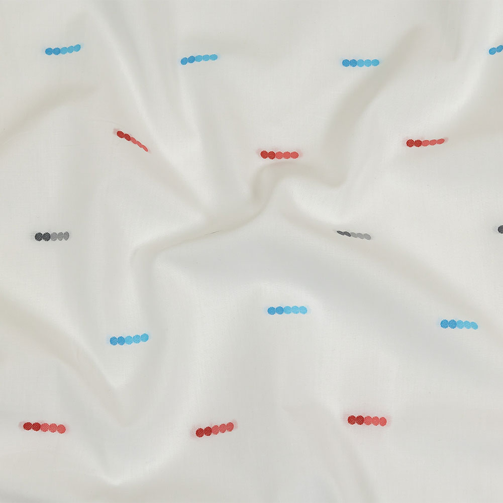 Red, Blue and Quicksilver Dotted Lines Cotton Jacquard Shirting - Joann Fabrics