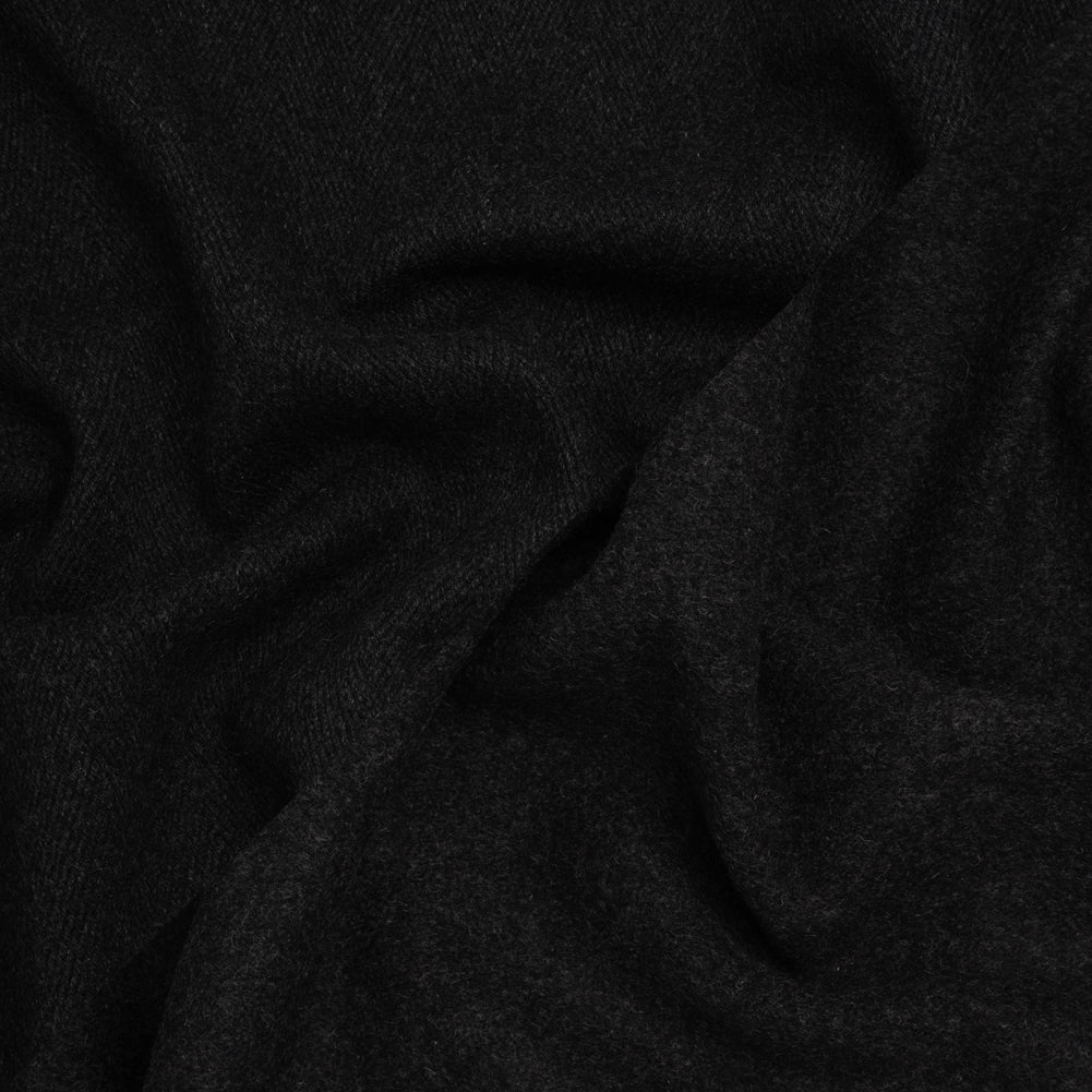 Brushed Wool Herringbone Twill Double Faced Coating - Heathered Charcoal - Deadstock - Joann Fabrics