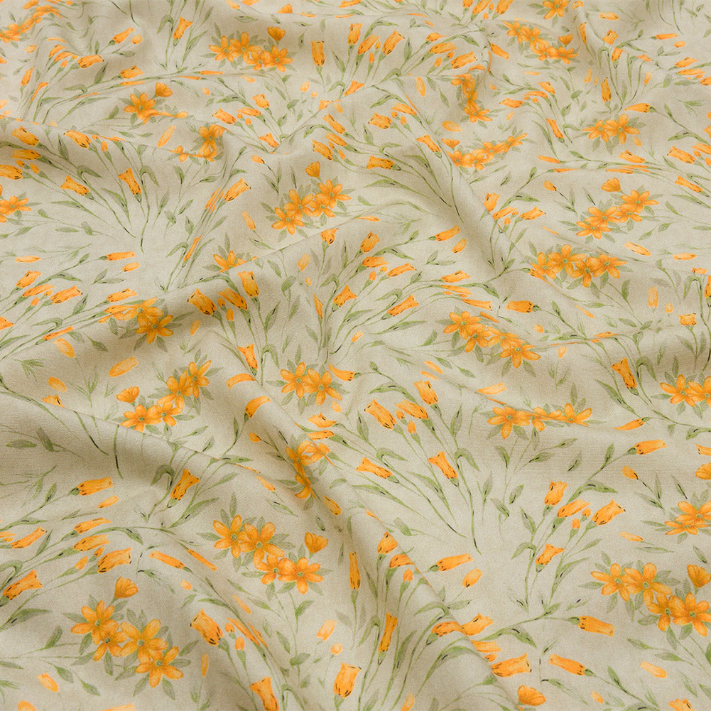 Cotton Poplin - Sage and Orange Floral - Dance with the Daffodils Print - Mood Exclusive Secret Garden Collection - Joann Fabrics