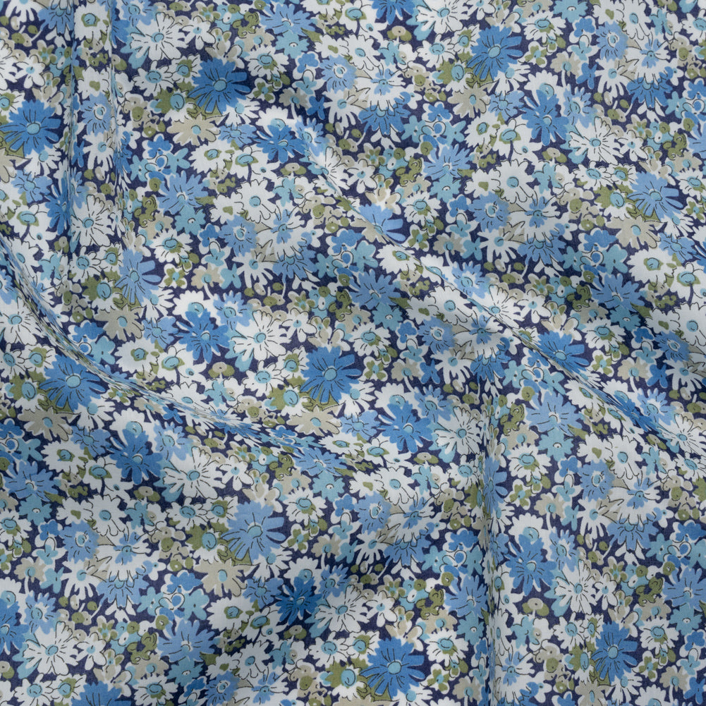 Liberty Fabrics Tana Lawn® - Libby Blue - Sky Blue, White and Sage Green Field of Daisies - Joann Fabrics