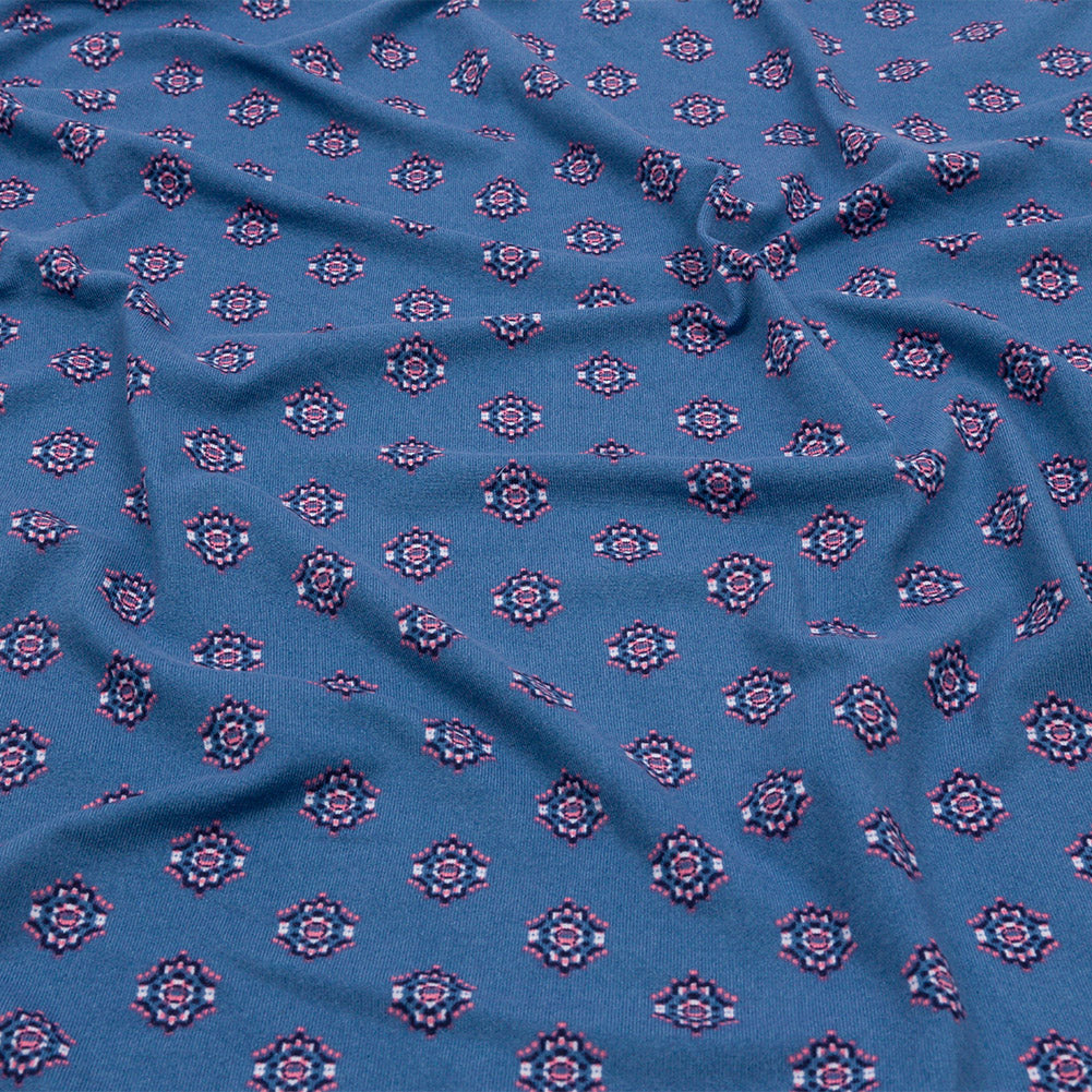 Blue and Pink LIttle Medallions Stretch Polyester ITY Knit - Joann Fabrics